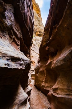 Eroded by water and wind cliffs in the canyon. Little Wild Horse Canyon. San Rafael Swell, Utah photo