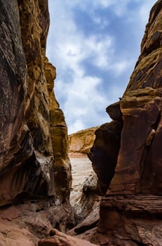 Eroded by water and wind cliffs in the canyon. Little Wild Horse Canyon. San Rafael Swell, Utah photo