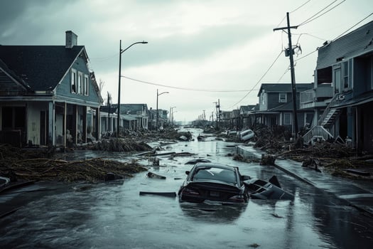 A coastal town hit by a hurricane. photo