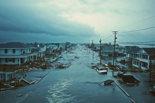 A coastal town hit by a hurricane. photo