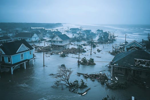 A coastal town hit by a hurricane. photo