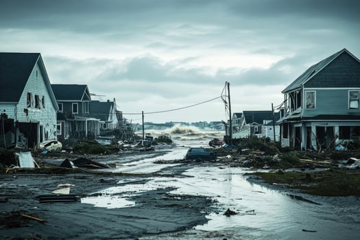 A coastal town hit by a hurricane. photo