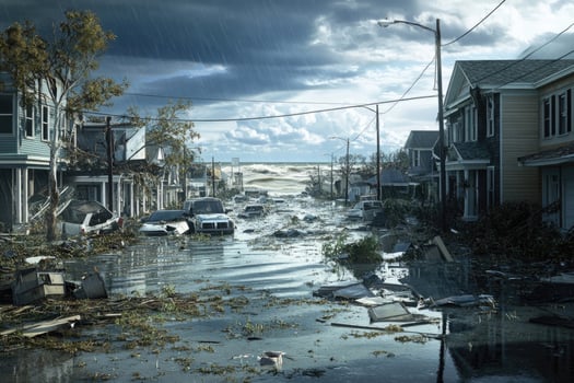 A coastal town hit by a hurricane. photo