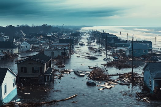 A coastal town hit by a hurricane. photo
