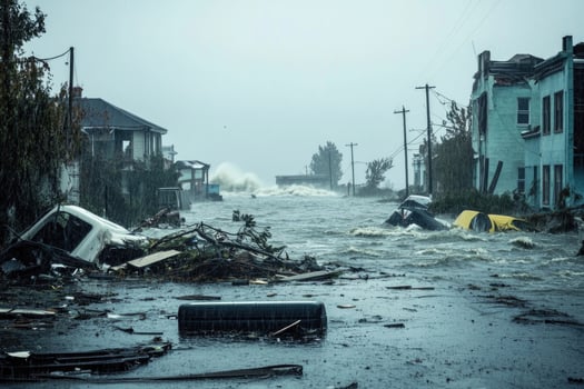 A coastal town hit by a hurricane. photo