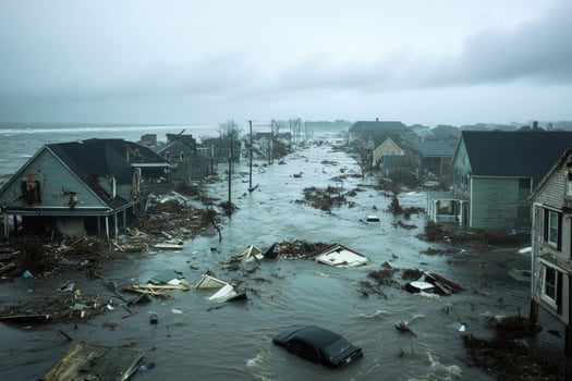 A coastal town hit by a hurricane. photo