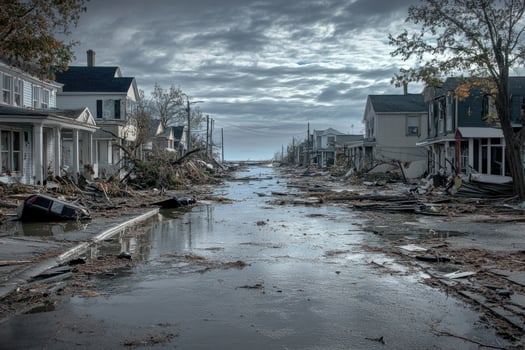 A coastal town hit by a hurricane. photo