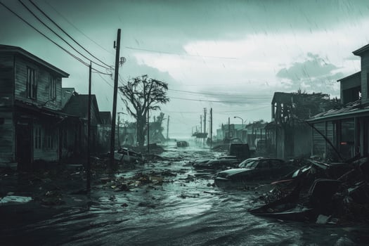 A coastal town hit by a hurricane. photo