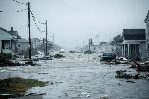 A coastal town hit by a hurricane. photo