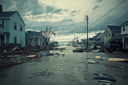 A coastal town hit by a hurricane. photo