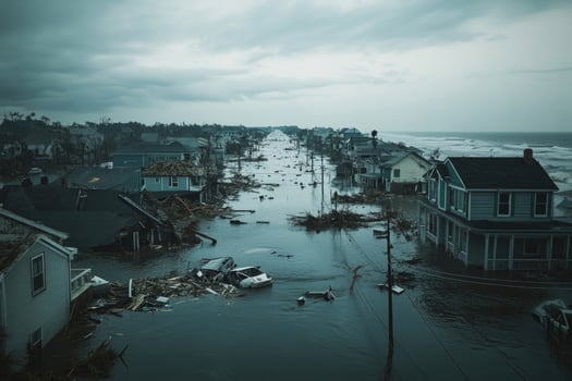 A coastal town hit by a hurricane. photo