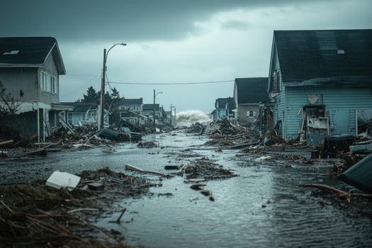 A coastal town hit by a hurricane. photo