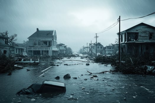 A coastal town hit by a hurricane. photo