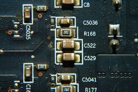 a close up of a circuit board with a lot of different components photo