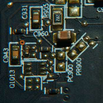 a close up of a circuit board with some electronic components photo