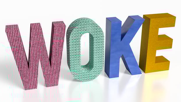 The woke text for modern social justice movements 3d rendering. photo