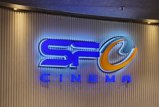 Bangkok, Thailand August 06, 2024 SF Cinema sign. It is a famous movie theater in Thailand that was founded in 1999. photo