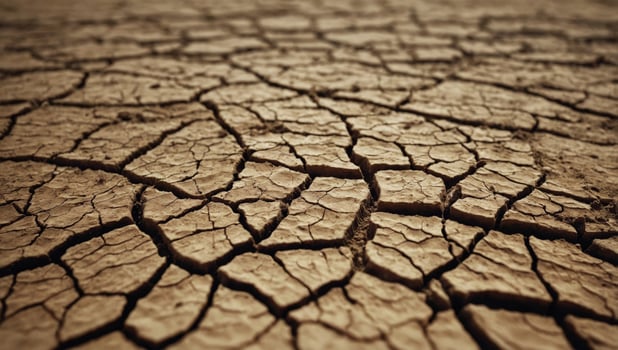 Dry cracked earth or clay desert background texture Global worming effect. photo