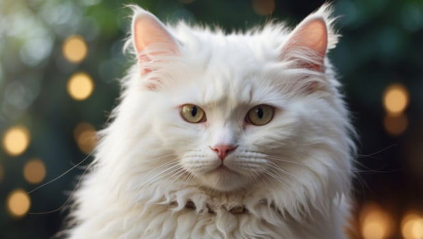 Fluffy White Cat Clipart A Whimsical of a Cheerful Feline. photo
