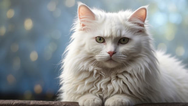 Fluffy White Cat in D Clipart Style Ready for Removable Background Isolation. photo
