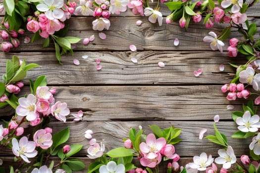 This charming floral arrangement features pink and white flowers around a rustic wooden backdrop, perfect for invitations or seasonal decor, adding natural beauty and elegance to any event photo