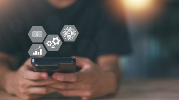 Ai ,Businessman showing concept, connection, innovation development and artifacts too artificial intelligence ,ideas and innovation ,Machine learning ,science and technology photo