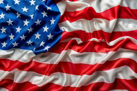 Close-up of the curved American flag. The US flag with a satin texture. Memorial Day or July 4th. The concept of freedom photo