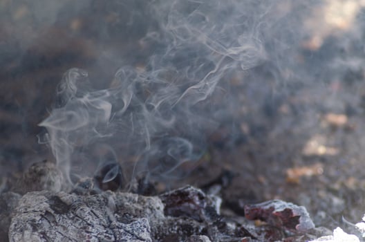 detail of smoking charcoal on a grill photo