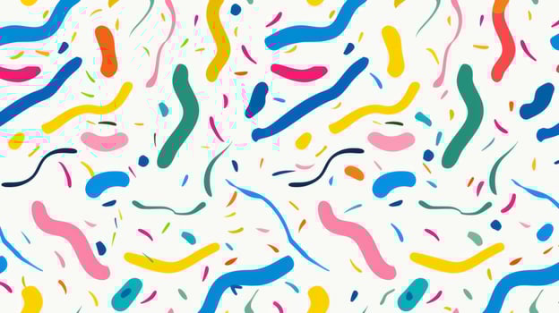 Colorful seamless pattern with simple lines and curves on a white background. Background, postcard, banner. photo