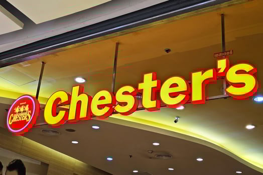 Bangkok, Thailand August 12, 2024 Chesters sign. Chesters is is a pioneering Thai brand fast-food restaurant. photo