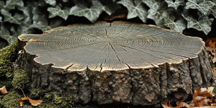 Closeup of Tree Stump with Visible Growth Rings photo
