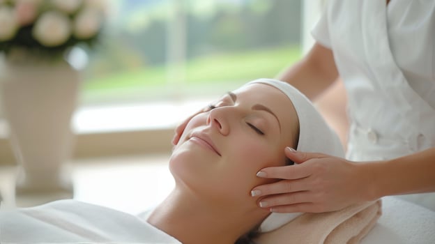 Relaxing Facial Treatment at Spa During Afternoon Session photo
