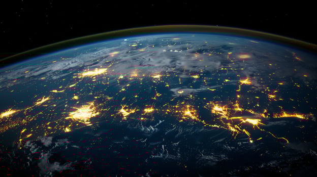 Nighttime City Lights Over Earth From Space photo