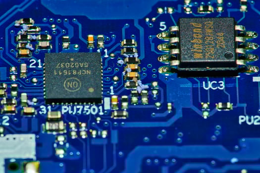 a close up of a electronic circuit board photo