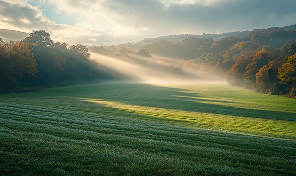 Sunlit rural meadows photo