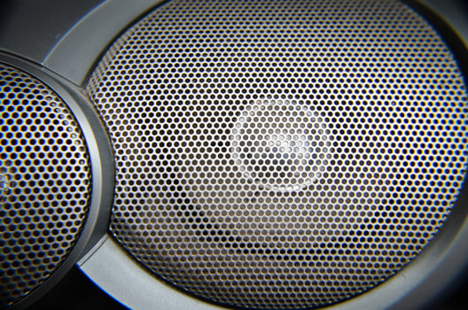 Old bobbin tape recorder on a magnetic tape photo