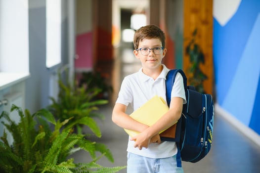 Child Riding Bicycle from School photo