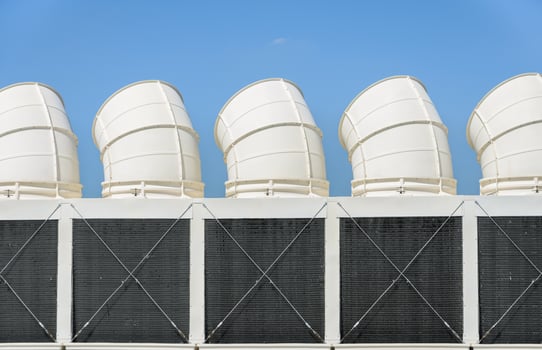 Industrial cooling towers or air cooled chillers photo