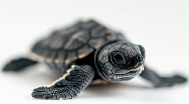 Young Sea Turtle Crawling on Sandy Beach at Dawn photo