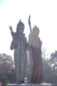 Big statue of Lord Sita Ram near Delhi International airport, Delhi, India, Lord Ram and Sita big statue touching sky at main highway Mahipalpur, Delhi photo