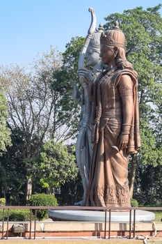 Big statue of Lord Sita Ram near Delhi International airport, Delhi, India, Lord Ram and Sita big statue touching sky at main highway Mahipalpur, Delhi photo