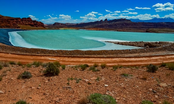 Evaporation of salt from water for industrial purposes. Canyonlands, Moab US photo