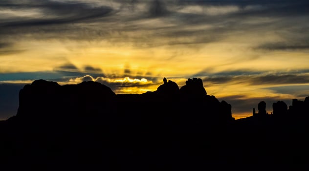 Evening sunset against the backdrop of the mountain landscape, and the red mountains. Canyonlands, Moab, Utah photo