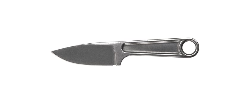A knife with a metal handle made from a wrench. Tool weapon. Isolate on a white back. photo