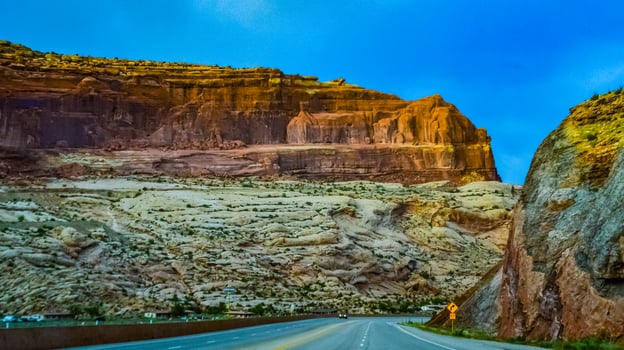 Mountainous landscape, red and yellow mountains in Utah, US photo