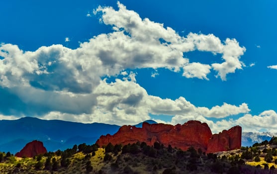 Eroded red-sandstone formations. Garden of the Gods, Colorado Springs, Colorado photo