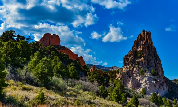 Eroded red-sandstone formations. Garden of the Gods, Colorado Springs, Colorado photo