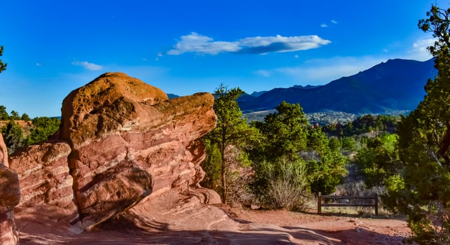 Eroded red-sandstone formations. Garden of the Gods, Colorado Springs, Colorado photo