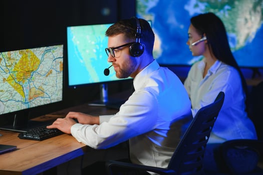 Team of dispatchers works in the office photo
