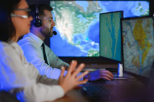 Dispatching support centers for freight transportation. Logistics and navigation of cargo delivery photo